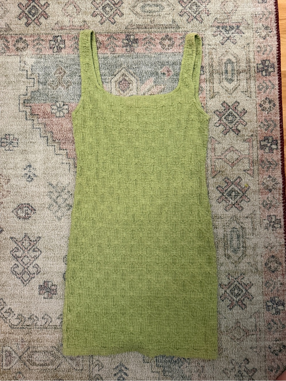 Elodie Lime Green Textured Knit Mini Dress